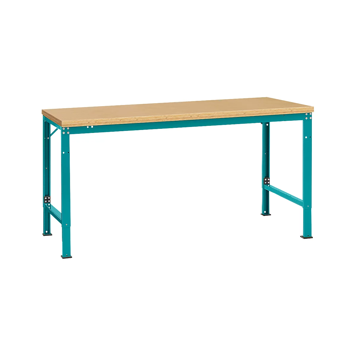 Mesa básica Manuflex UNIVERSAL especial, 1750 x 1000 mm, multiplex natural, azul agua