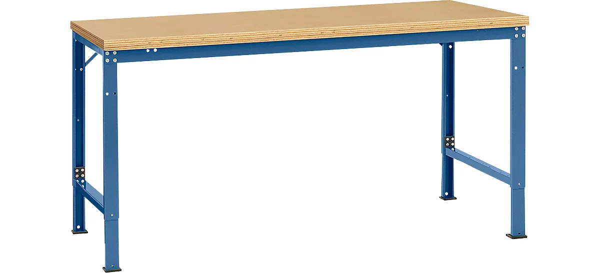 Mesa básica Manuflex UNIVERSAL especial, 1750 x 1000 mm, multiplex natural, azul brillante