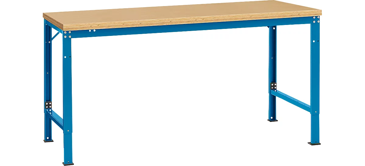 Mesa básica Manuflex UNIVERSAL especial, 1750 x 1000 mm, multiplex natural, azul luminoso