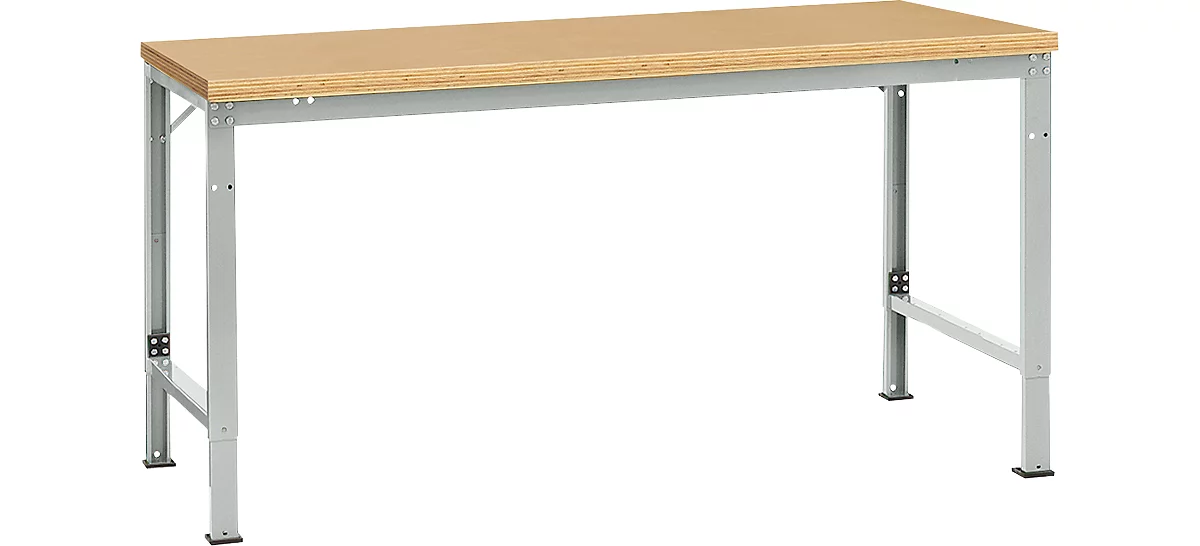 Mesa básica Manuflex UNIVERSAL especial, 1750 x 1000 mm, multiplex natural, gris luminoso
