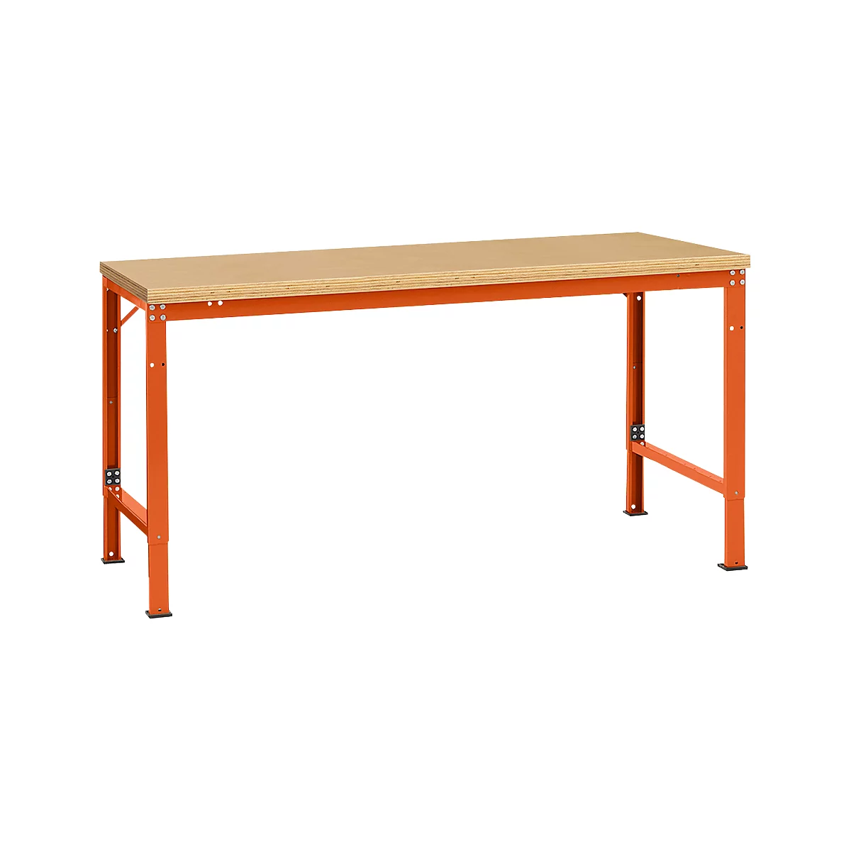 Mesa básica Manuflex UNIVERSAL especial, 1750 x 1000 mm, multiplex natural, rojo anaranjado