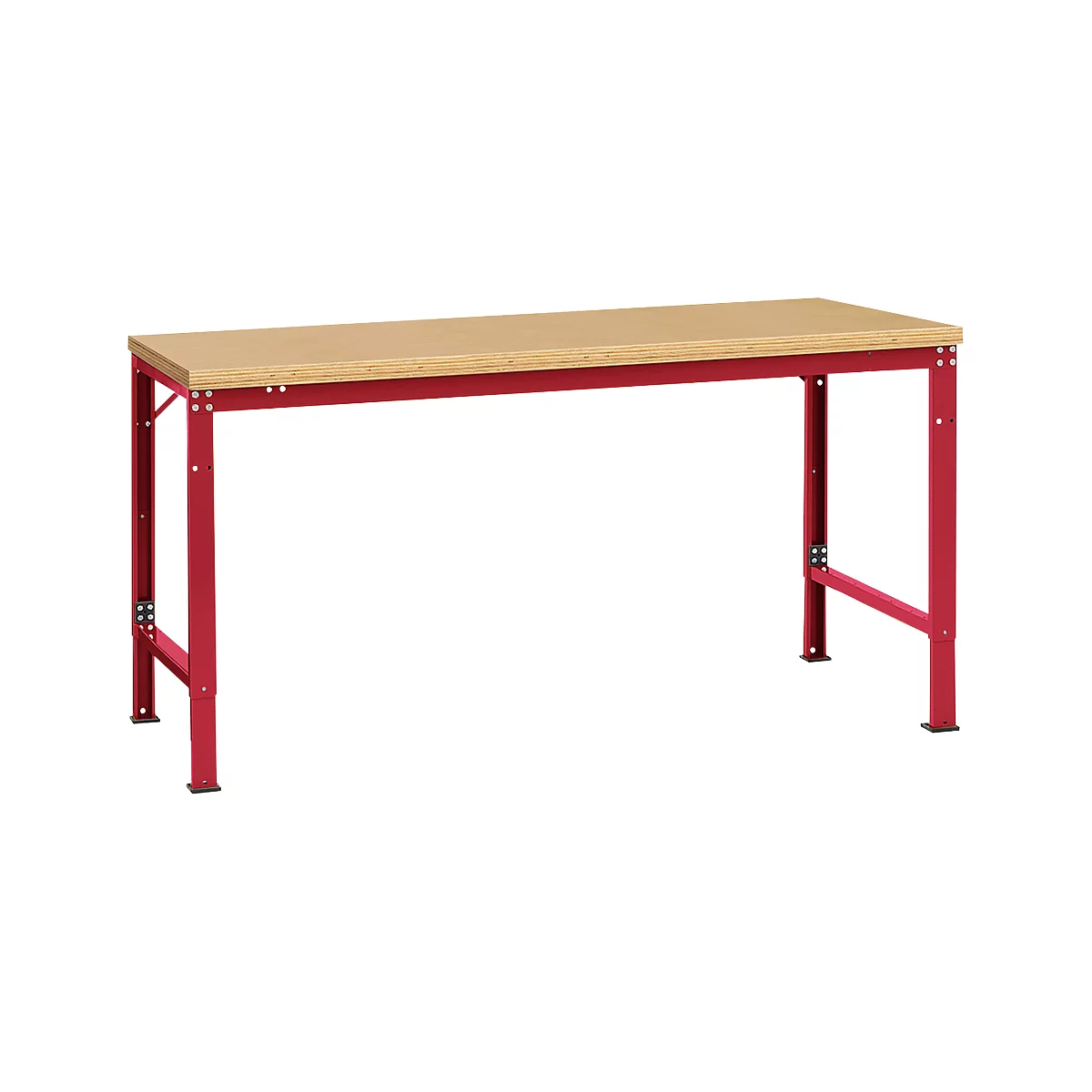 Mesa básica Manuflex UNIVERSAL especial, 1750 x 1000 mm, multiplex natural, rojo rubí