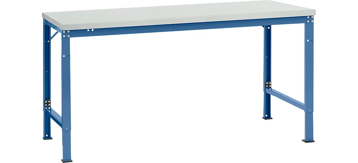 Mesa básica Manuflex UNIVERSAL especial, 1750 x 1000 mm, plástico gris luminoso, azul brillante