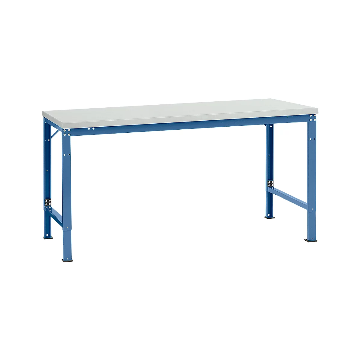 Mesa básica Manuflex UNIVERSAL especial, 1750 x 1000 mm, plástico gris luminoso, azul brillante