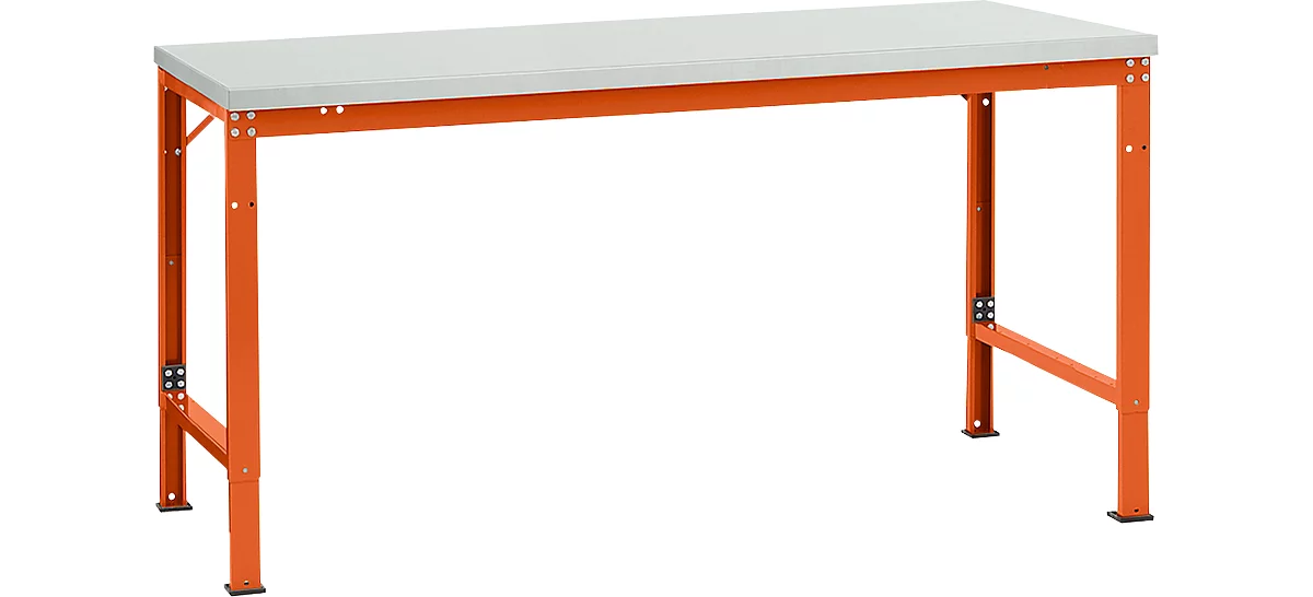 Mesa básica Manuflex UNIVERSAL especial, 1750 x 1000 mm, plástico gris luminoso, rojo anaranjado