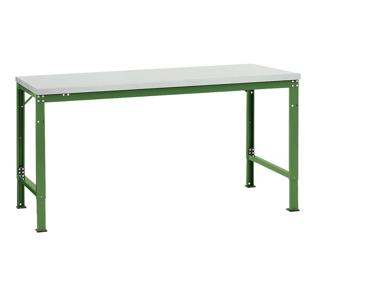 Mesa básica Manuflex UNIVERSAL especial, 1750 x 1000 mm, plástico gris luminoso, verde reseda