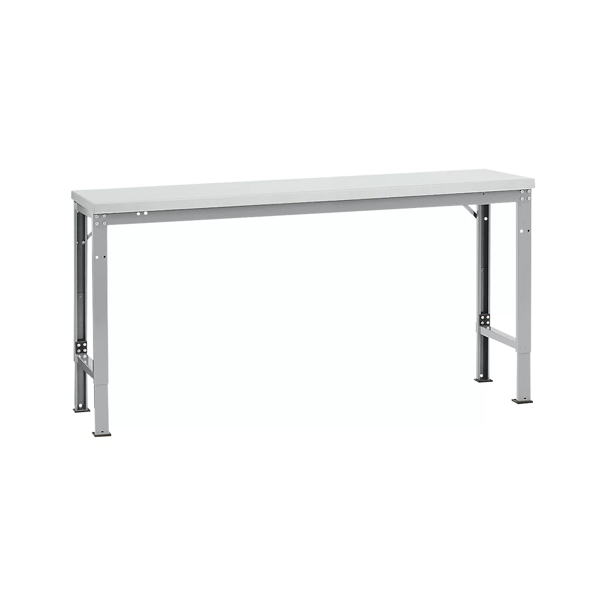 Mesa básica Manuflex UNIVERSAL especial, 1750 x 800 mm, melamina gris luminoso, aluminio plateado