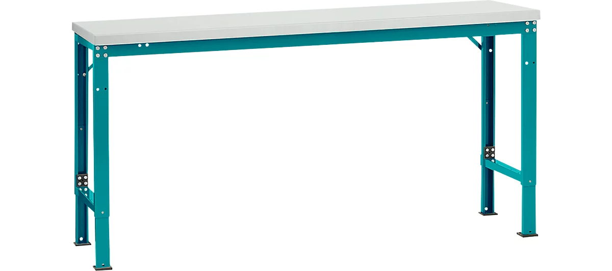 Mesa básica Manuflex UNIVERSAL especial, 1750 x 800 mm, melamina gris luminoso, azul agua