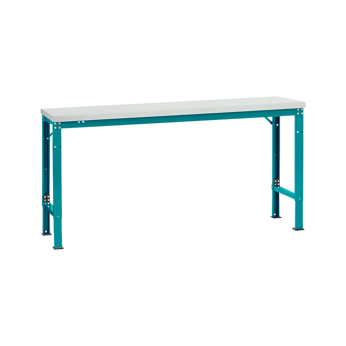 Mesa básica Manuflex UNIVERSAL especial, 1750 x 800 mm, melamina gris luminoso, azul agua