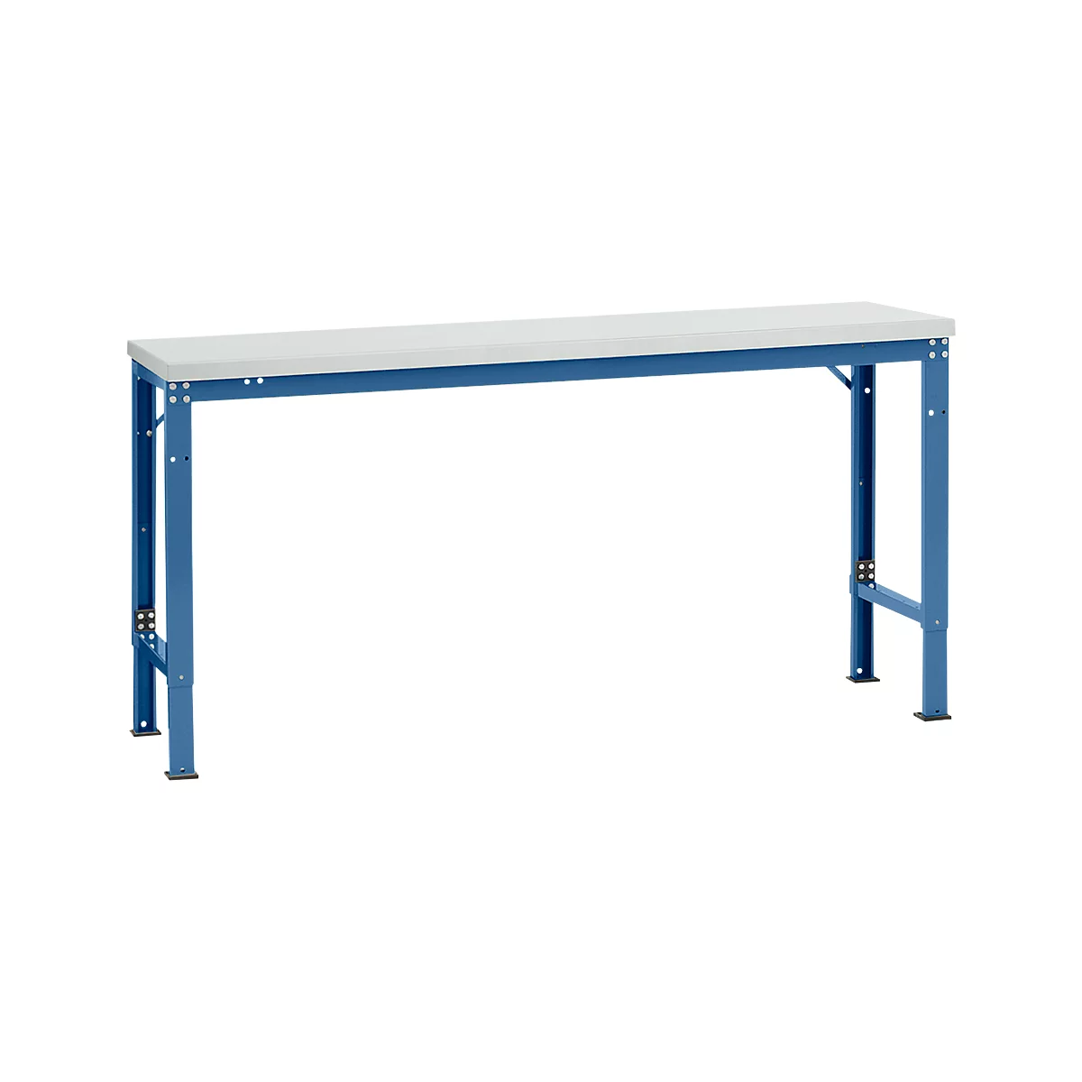 Mesa básica Manuflex UNIVERSAL especial, 1750 x 800 mm, melamina gris luminoso, azul brillante