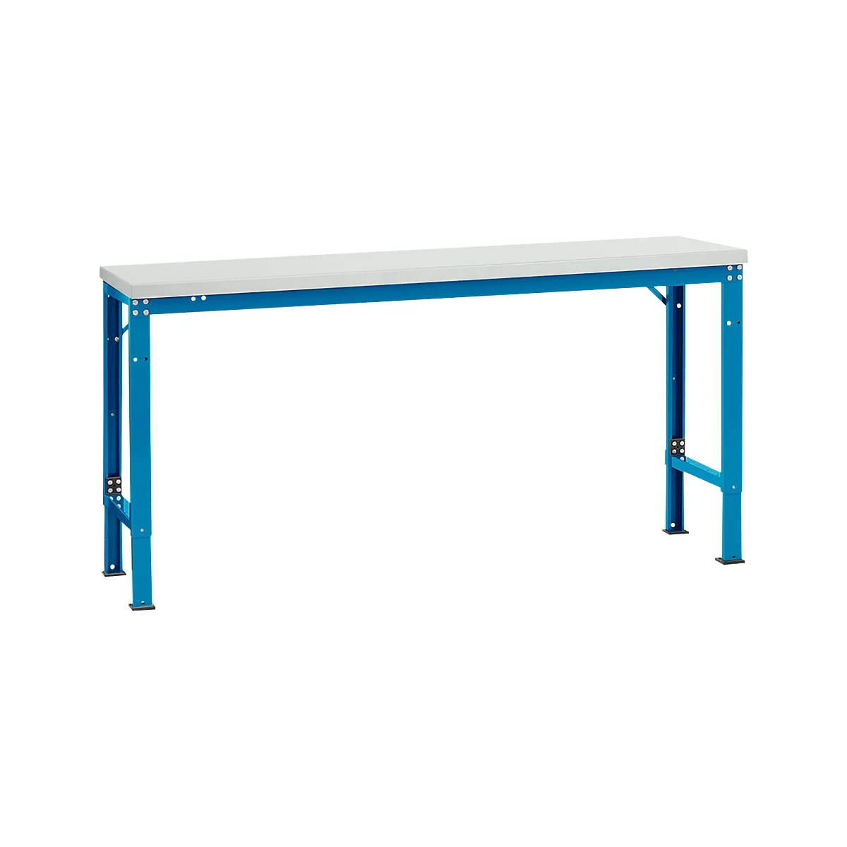 Mesa básica Manuflex UNIVERSAL especial, 1750 x 800 mm, melamina gris luminoso, azul luminoso