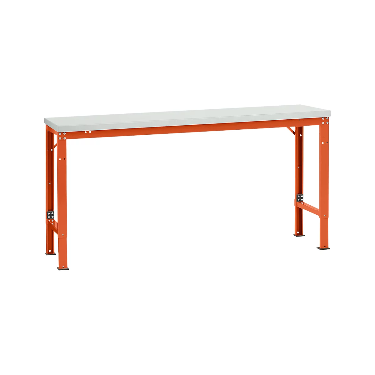 Mesa básica Manuflex UNIVERSAL especial, 1750 x 800 mm, melamina gris luminoso, rojo anaranjado