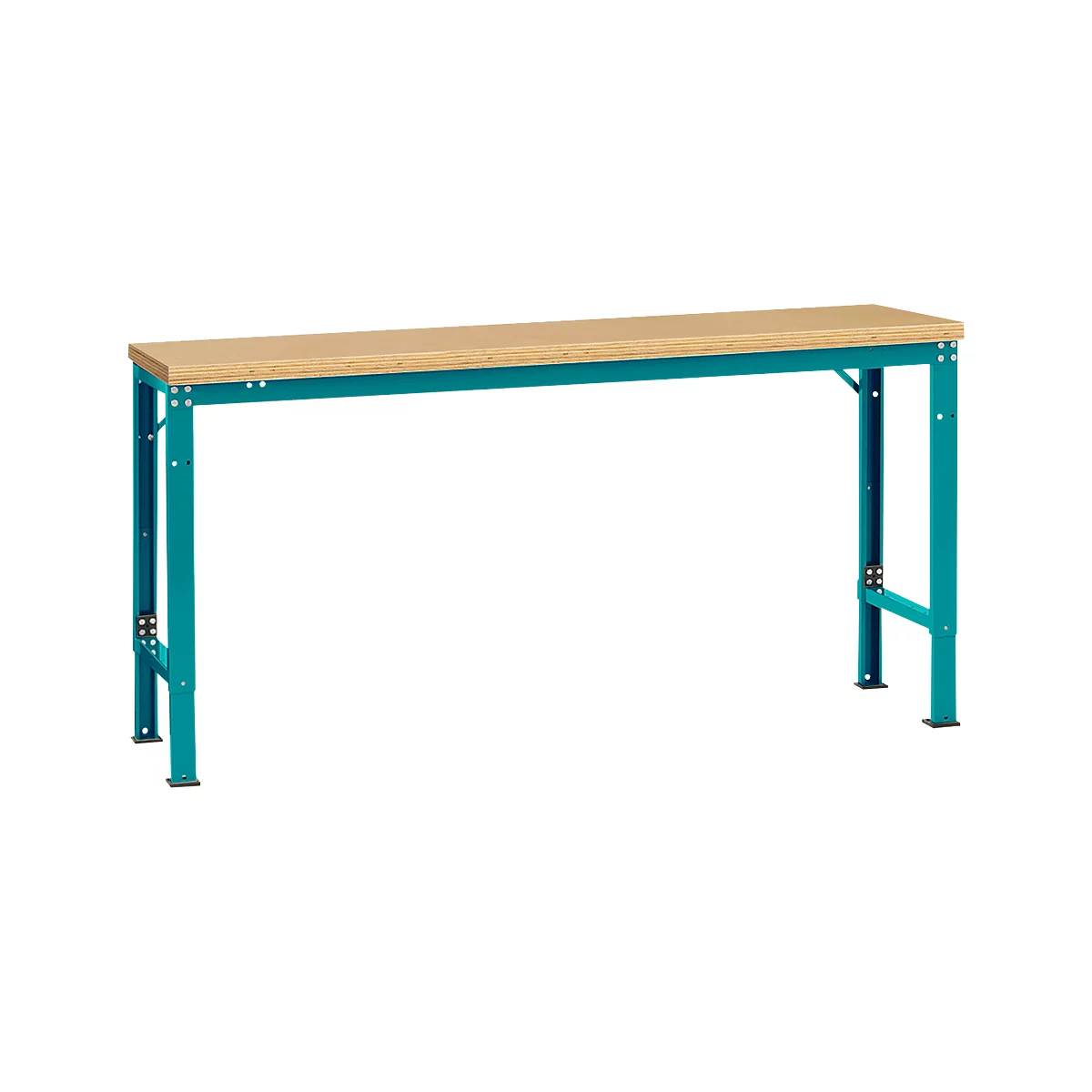 Mesa básica Manuflex UNIVERSAL especial, 1750 x 800 mm, multiplex natural, azul agua