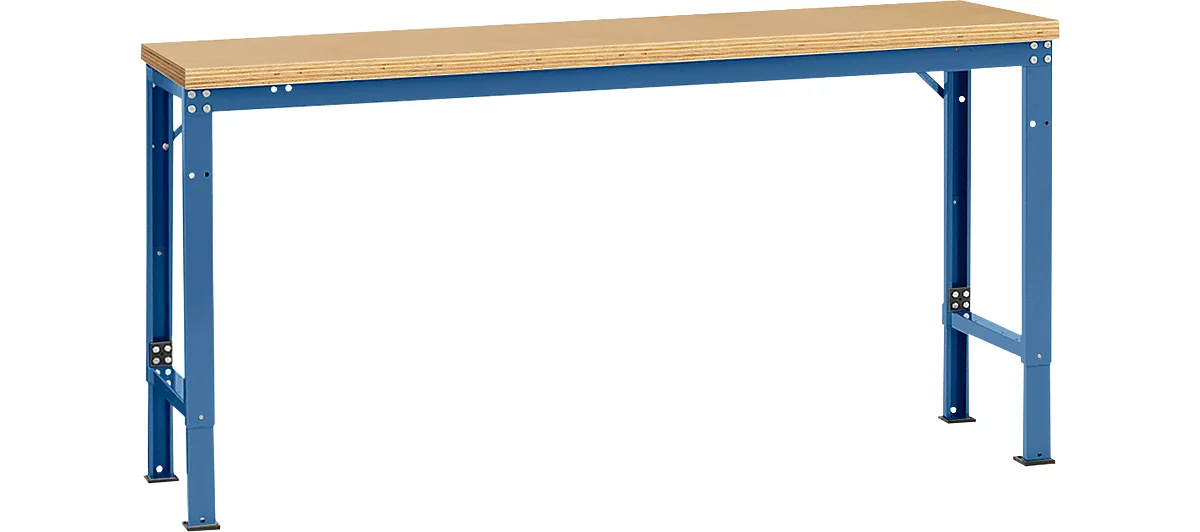 Mesa básica Manuflex UNIVERSAL especial, 1750 x 800 mm, multiplex natural, azul brillante