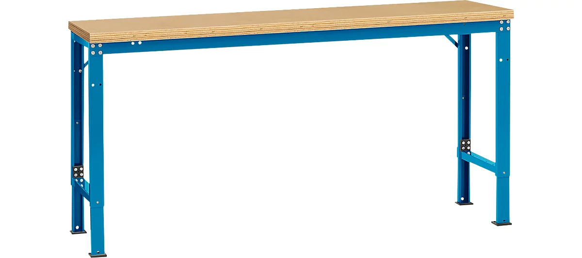 Mesa básica Manuflex UNIVERSAL especial, 1750 x 800 mm, multiplex natural, azul luminoso