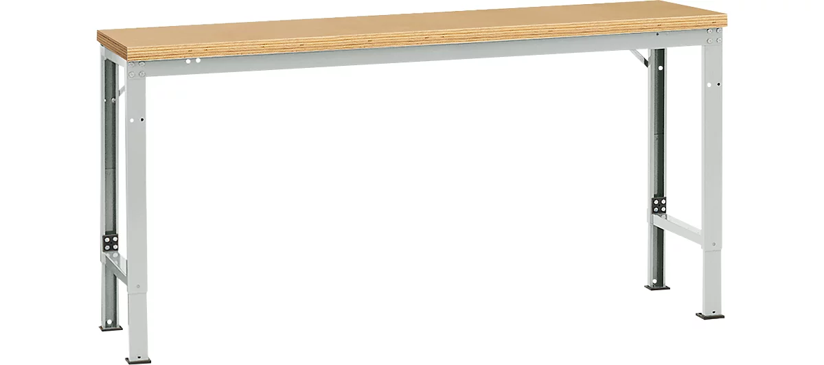 Mesa básica Manuflex UNIVERSAL especial, 1750 x 800 mm, multiplex natural, gris luminoso