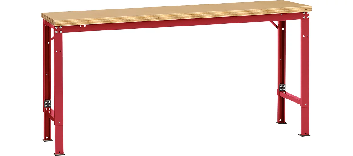 Mesa básica Manuflex UNIVERSAL especial, 1750 x 800 mm, multiplex natural, rojo rubí
