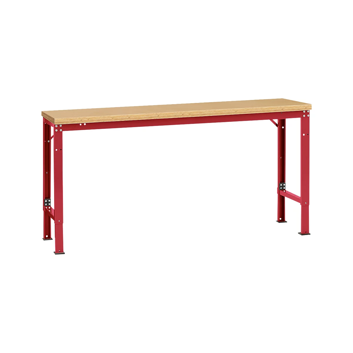 Mesa básica Manuflex UNIVERSAL especial, 1750 x 800 mm, multiplex natural, rojo rubí