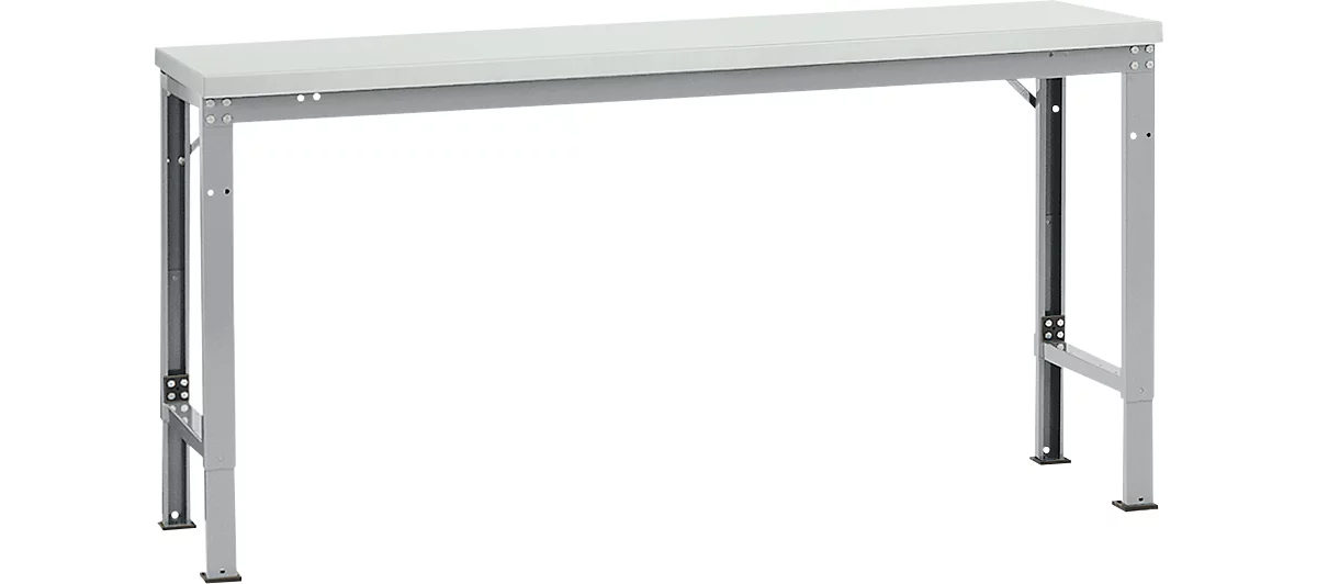Mesa básica Manuflex UNIVERSAL especial, 1750 x 800 mm, plástico gris luminoso, aluminio plateado