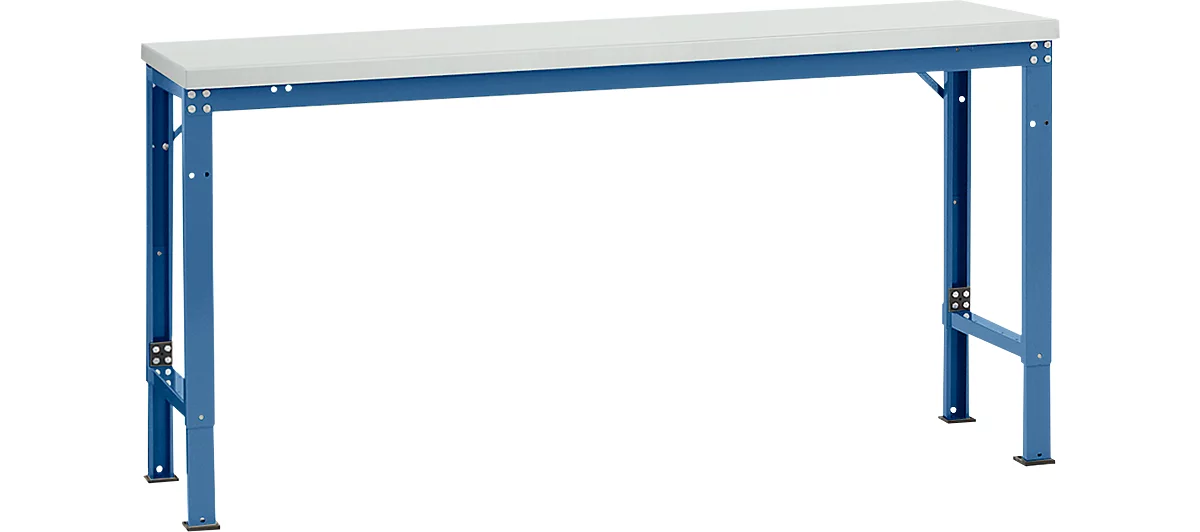 Mesa básica Manuflex UNIVERSAL especial, 1750 x 800 mm, plástico gris luminoso, azul brillante