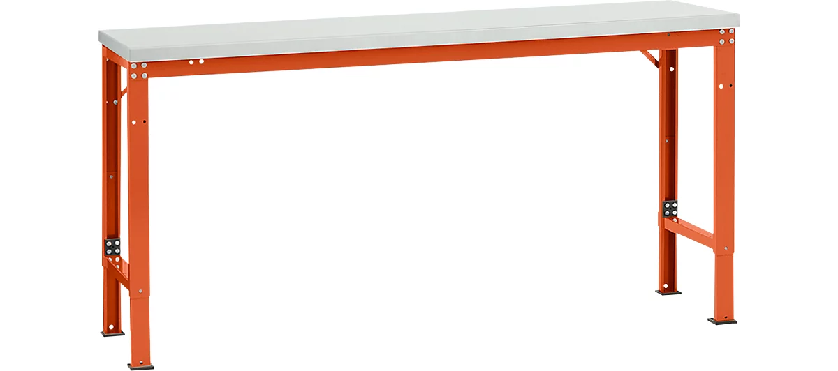 Mesa básica Manuflex UNIVERSAL especial, 1750 x 800 mm, plástico gris luminoso, rojo anaranjado