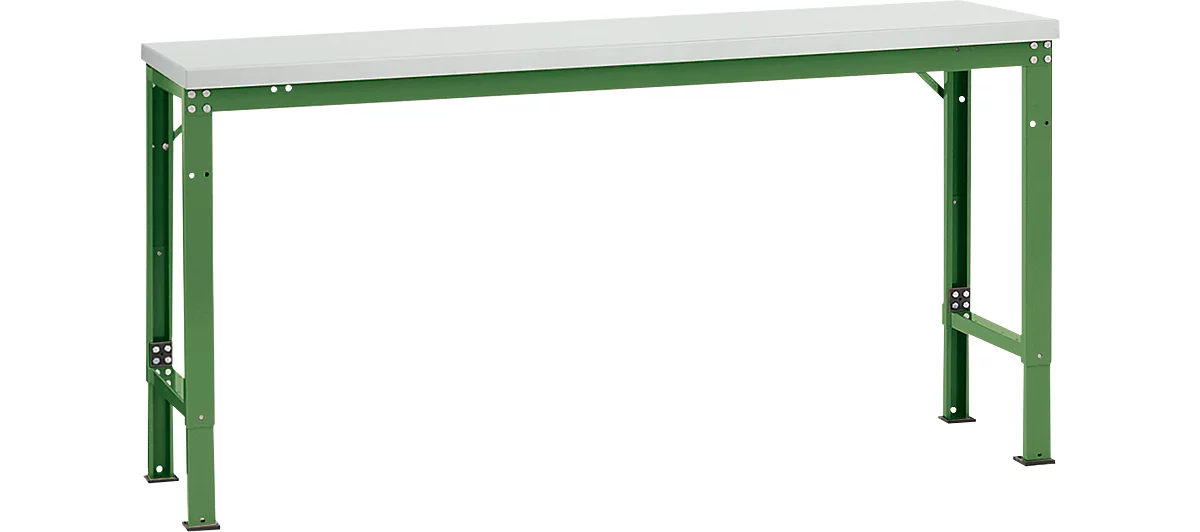 Mesa básica Manuflex UNIVERSAL especial, 1750 x 800 mm, plástico gris luminoso, verde reseda