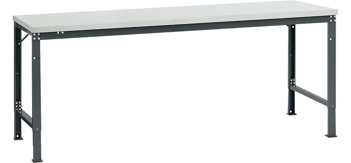 Mesa básica Manuflex UNIVERSAL especial, 2000 x 1000 mm, melamina gris luminoso, antracita