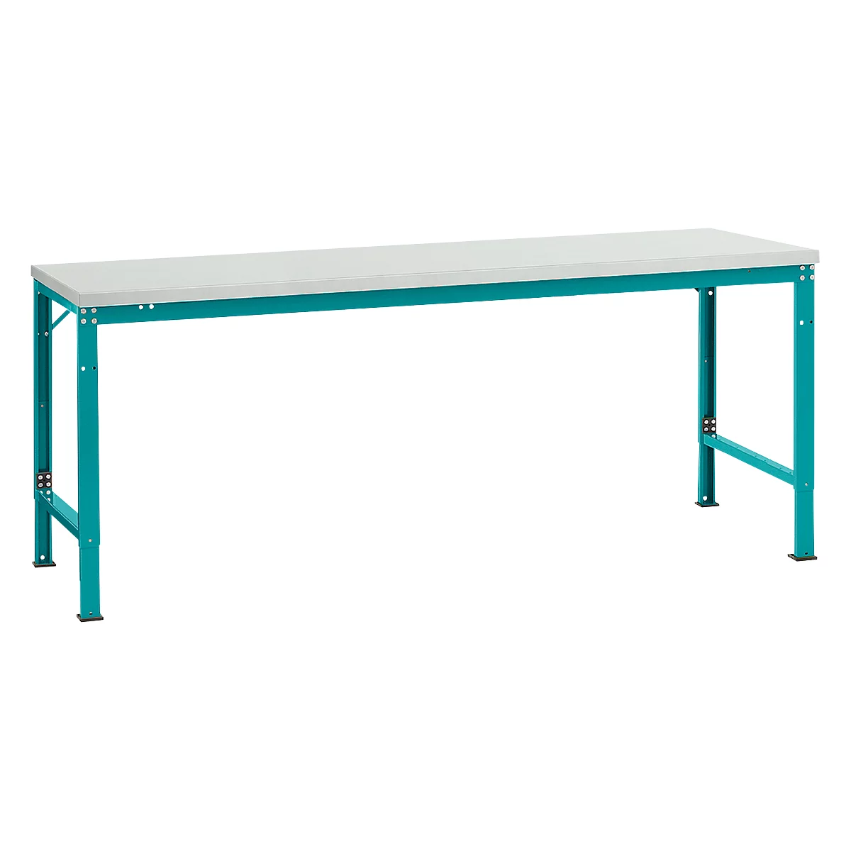 Mesa básica Manuflex UNIVERSAL especial, 2000 x 1000 mm, melamina gris luminoso, azul agua