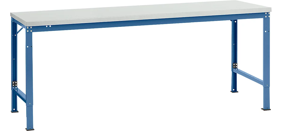 Mesa básica Manuflex UNIVERSAL especial, 2000 x 1000 mm, melamina gris luminoso, azul brillante
