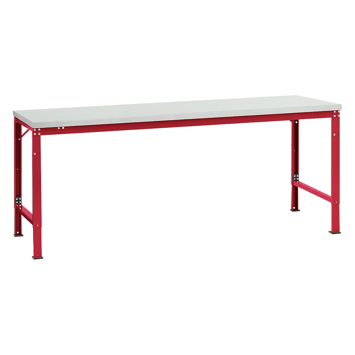 Mesa básica Manuflex UNIVERSAL especial, 2000 x 1000 mm, melamina gris luminoso, rojo rubí