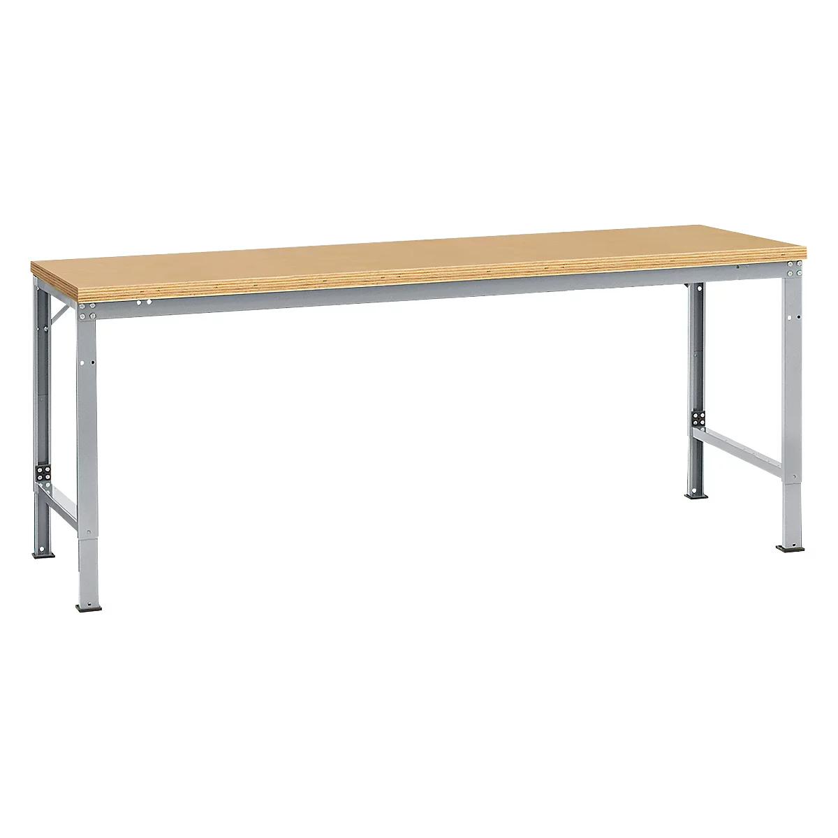 Mesa básica Manuflex UNIVERSAL especial, 2000 x 1000 mm, multiplex natural, aluminio plateado