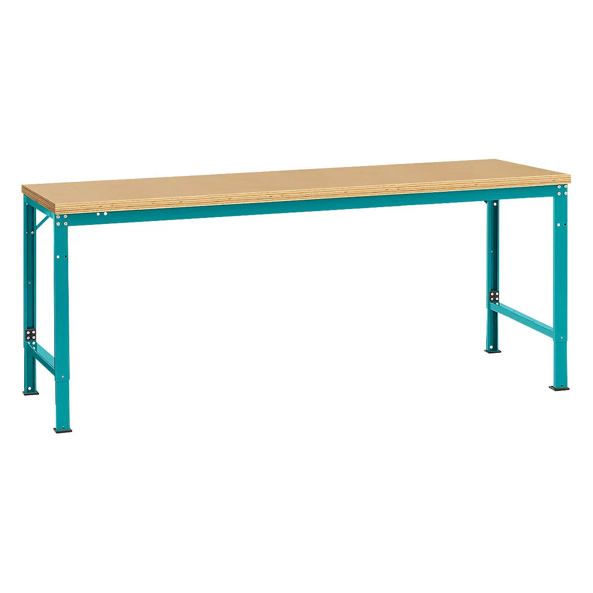 Mesa básica Manuflex UNIVERSAL especial, 2000 x 1000 mm, multiplex natural, azul agua