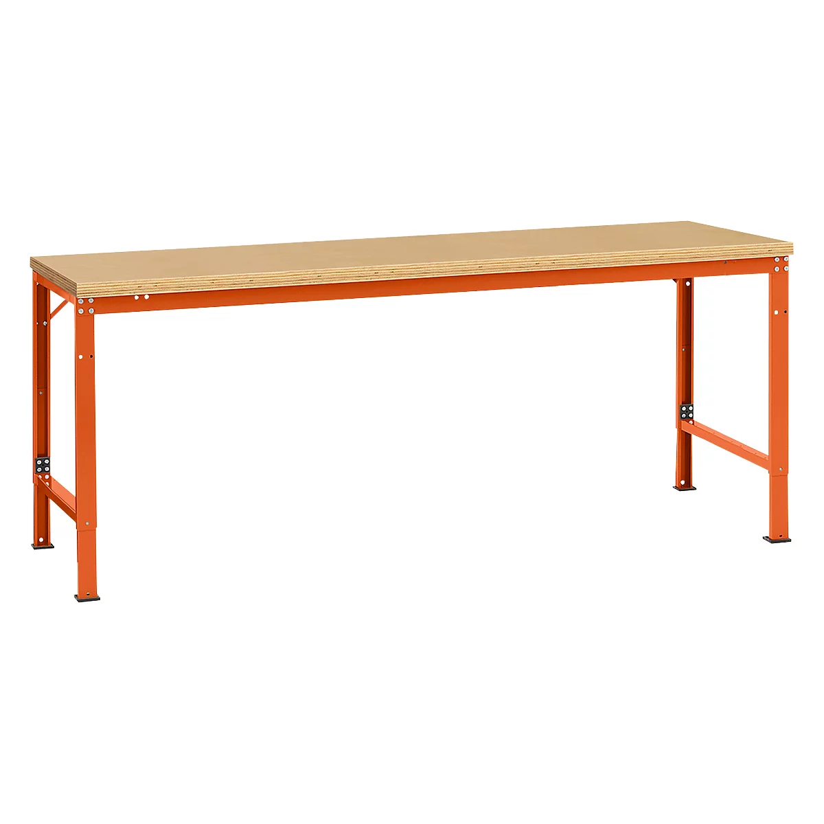 Mesa básica Manuflex UNIVERSAL especial, 2000 x 1000 mm, multiplex natural, rojo anaranjado