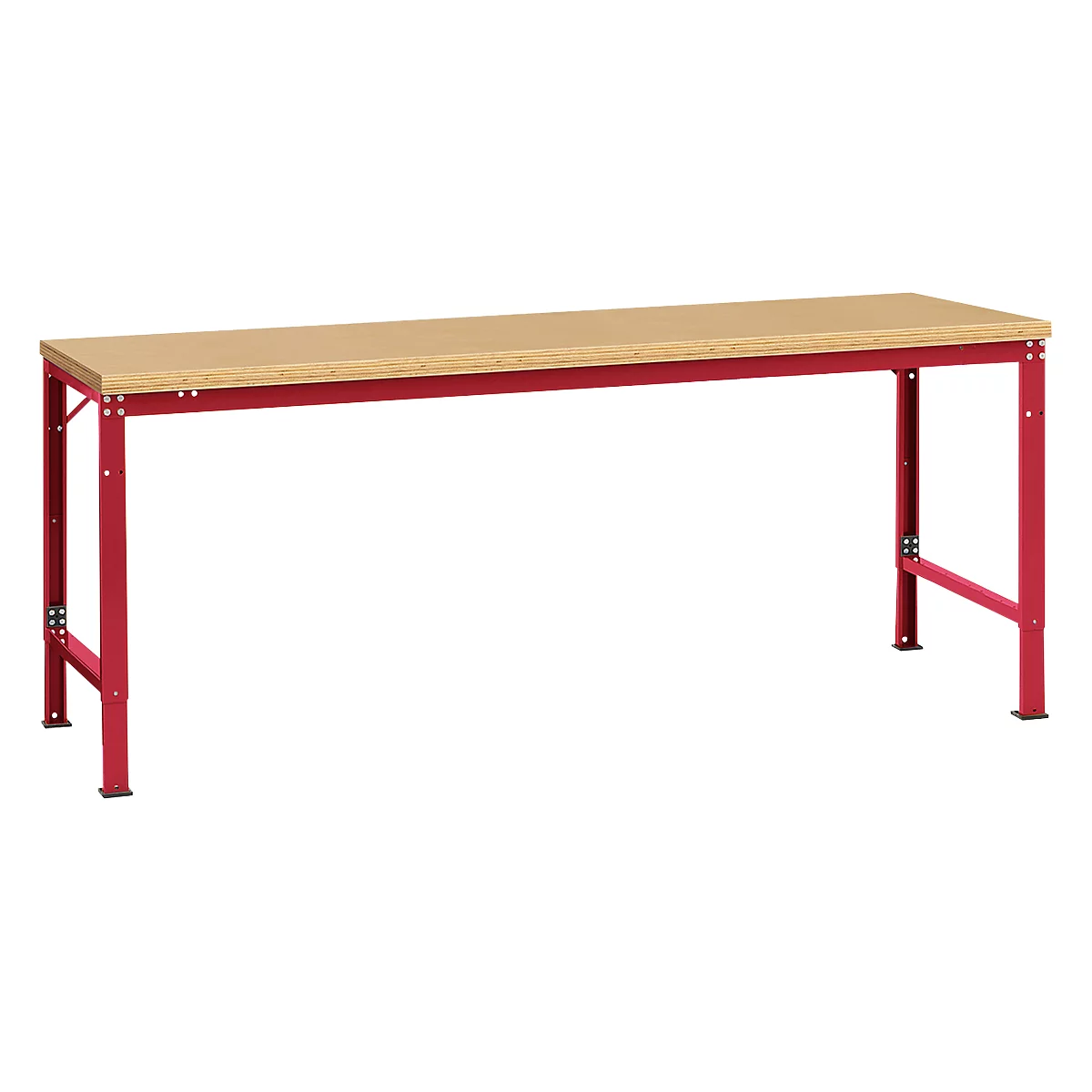 Mesa básica Manuflex UNIVERSAL especial, 2000 x 1000 mm, multiplex natural, rojo rubí