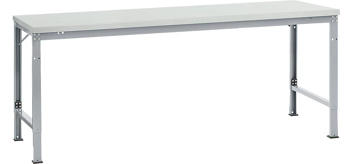 Mesa básica Manuflex UNIVERSAL especial, 2000 x 1000 mm, plástico gris luminoso, aluminio plateado