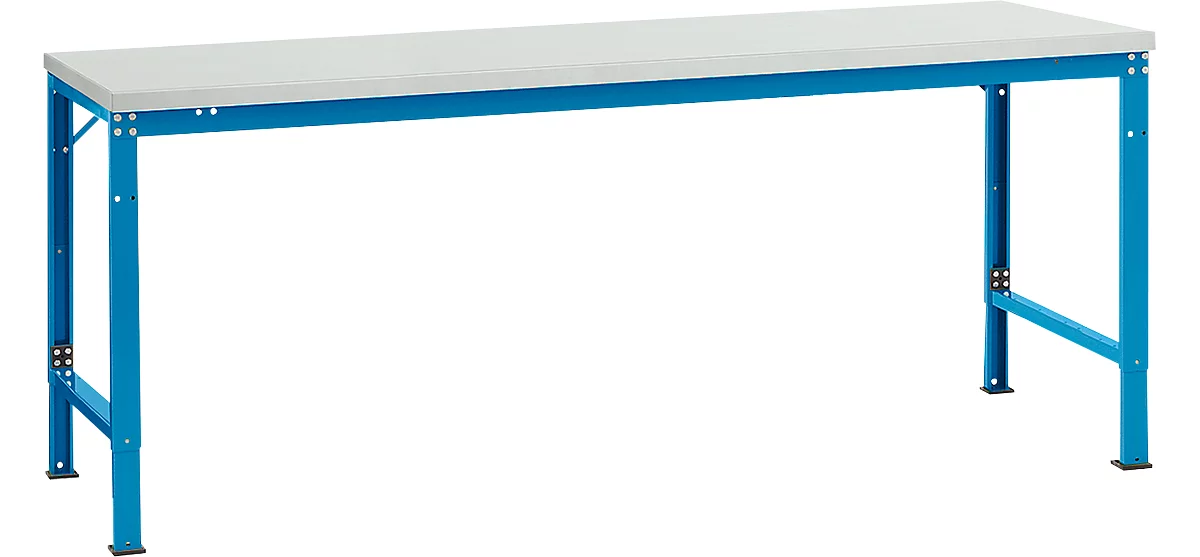 Mesa básica Manuflex UNIVERSAL especial, 2000 x 1000 mm, plástico gris luminoso, azul luminoso