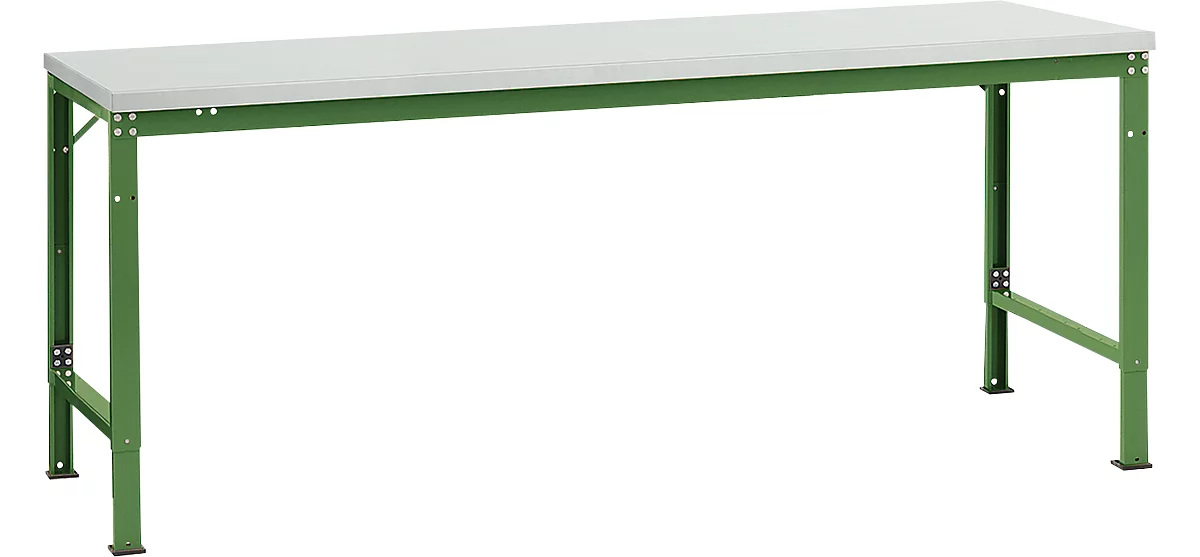 Mesa básica Manuflex UNIVERSAL especial, 2000 x 1000 mm, plástico gris luminoso, verde reseda