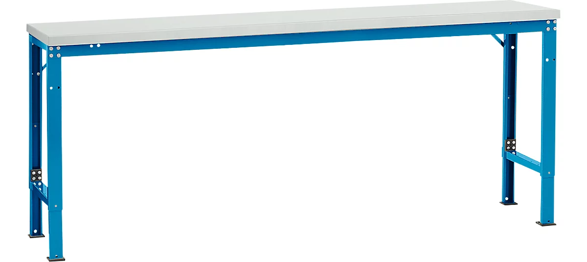 Mesa básica Manuflex UNIVERSAL especial, 2000 x 800 mm, melamina gris luminoso, azul luminoso