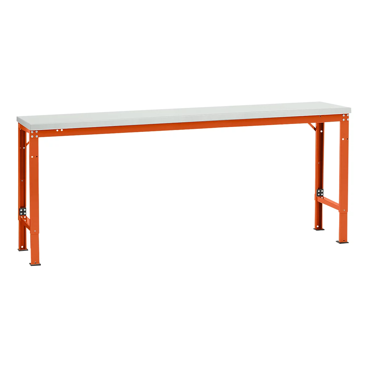 Mesa básica Manuflex UNIVERSAL especial, 2000 x 800 mm, melamina gris luminoso, rojo anaranjado