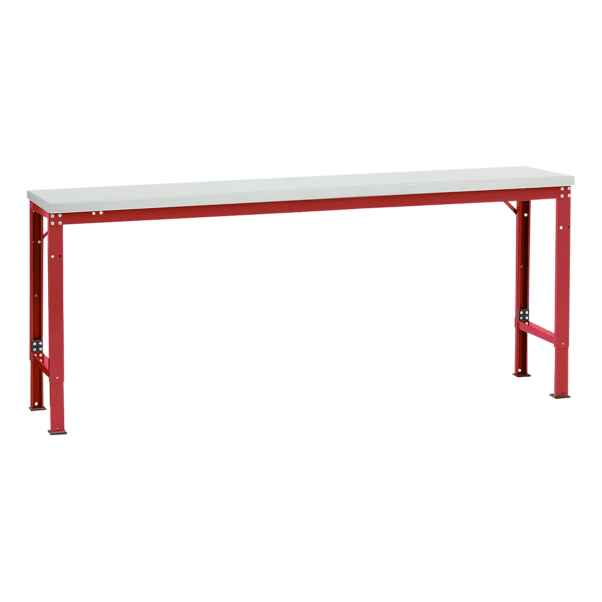 Mesa básica Manuflex UNIVERSAL especial, 2000 x 800 mm, melamina gris luminoso, rojo rubí