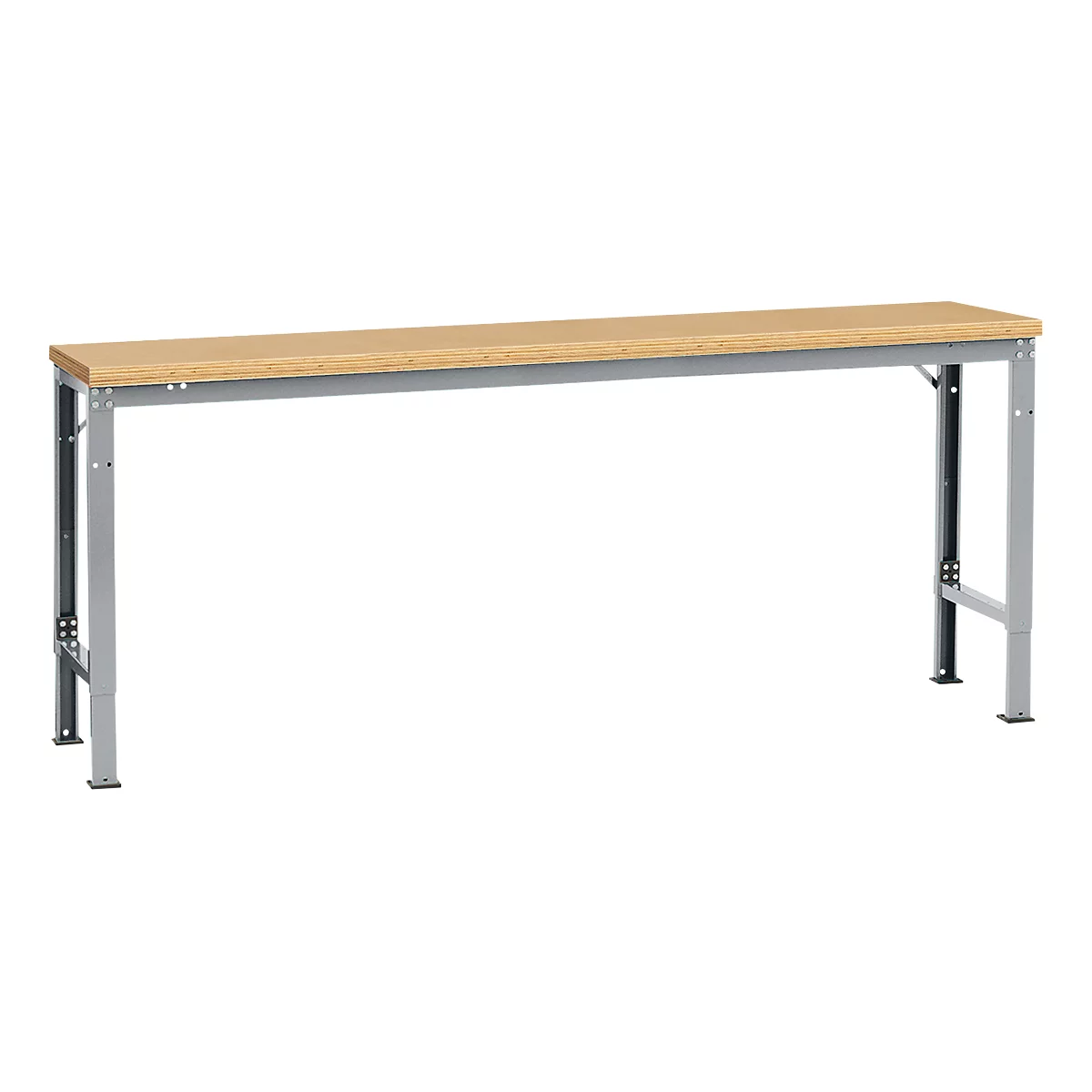 Mesa básica Manuflex UNIVERSAL especial, 2000 x 800 mm, multiplex natural, aluminio plateado