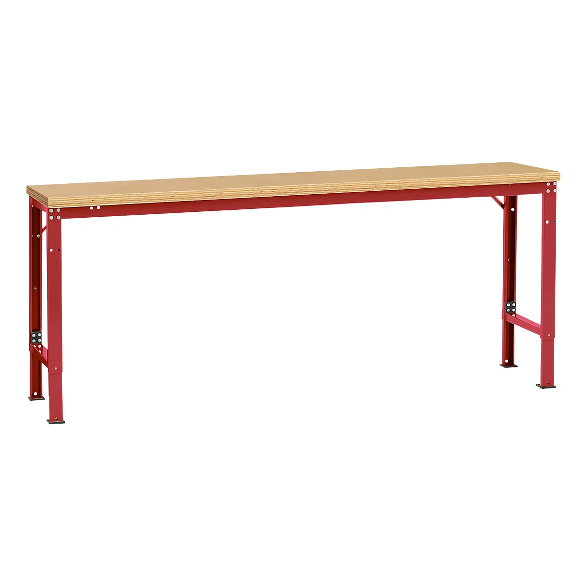 Mesa básica Manuflex UNIVERSAL especial, 2000 x 800 mm, multiplex natural, rojo rubí