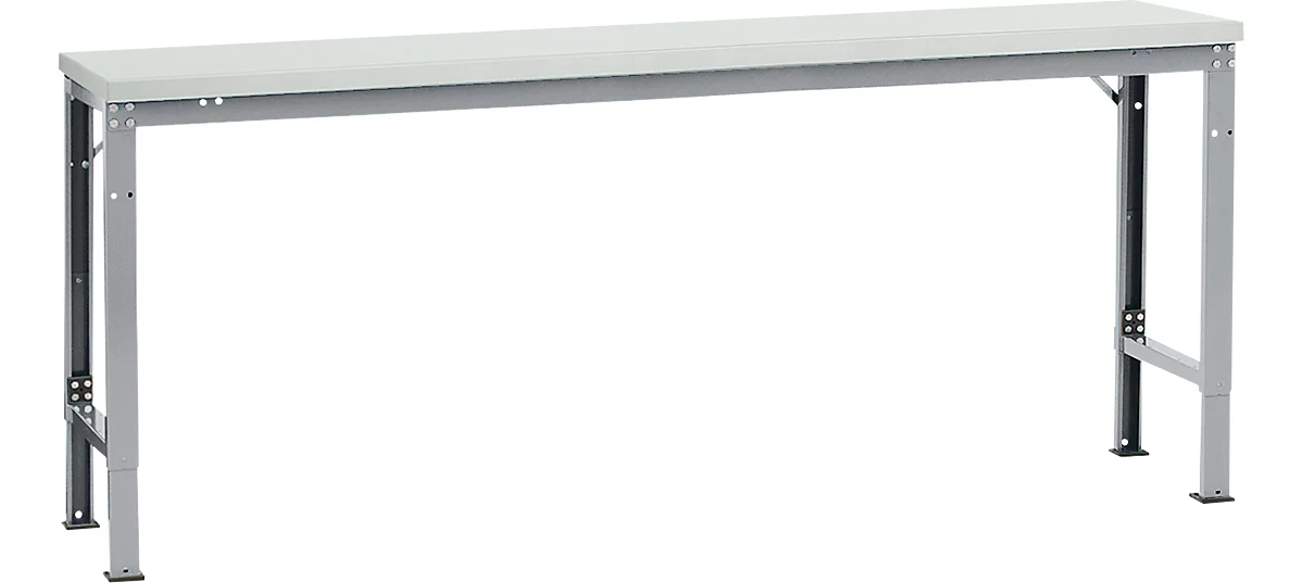 Mesa básica Manuflex UNIVERSAL especial, 2000 x 800 mm, plástico gris luminoso, aluminio plateado