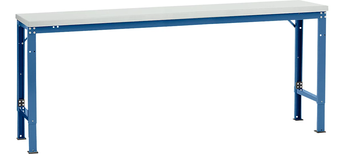 Mesa básica Manuflex UNIVERSAL especial, 2000 x 800 mm, plástico gris luminoso, azul brillante