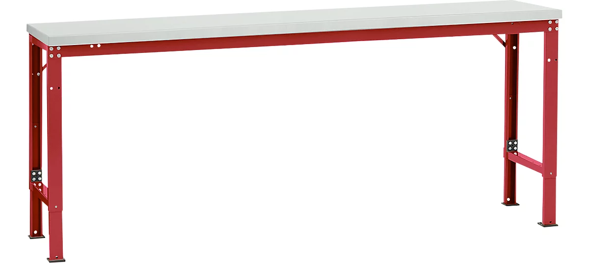 Mesa básica Manuflex UNIVERSAL especial, 2000 x 800 mm, plástico gris luminoso, rojo rubí