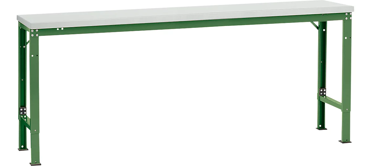 Mesa básica Manuflex UNIVERSAL especial, 2000 x 800 mm, plástico gris luminoso, verde reseda