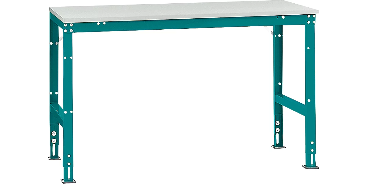 Mesa básica Manuflex UNIVERSAL estándar, tablero melamina, 1500x800, azul agua