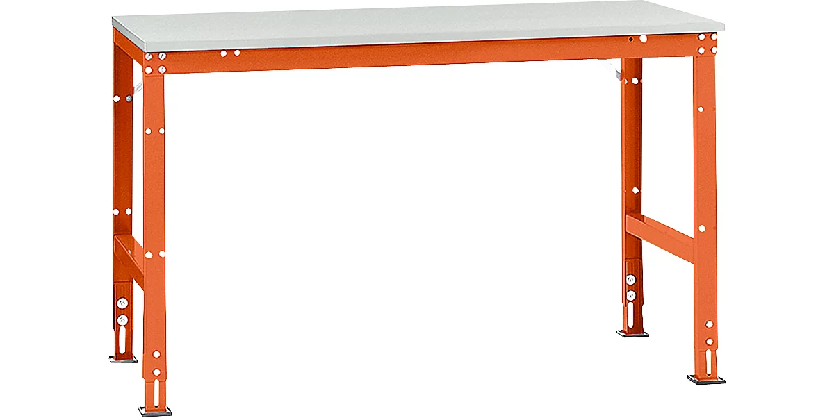 Mesa básica Manuflex UNIVERSAL estándar, tablero melamina, 1500x800, rojo anaranjado