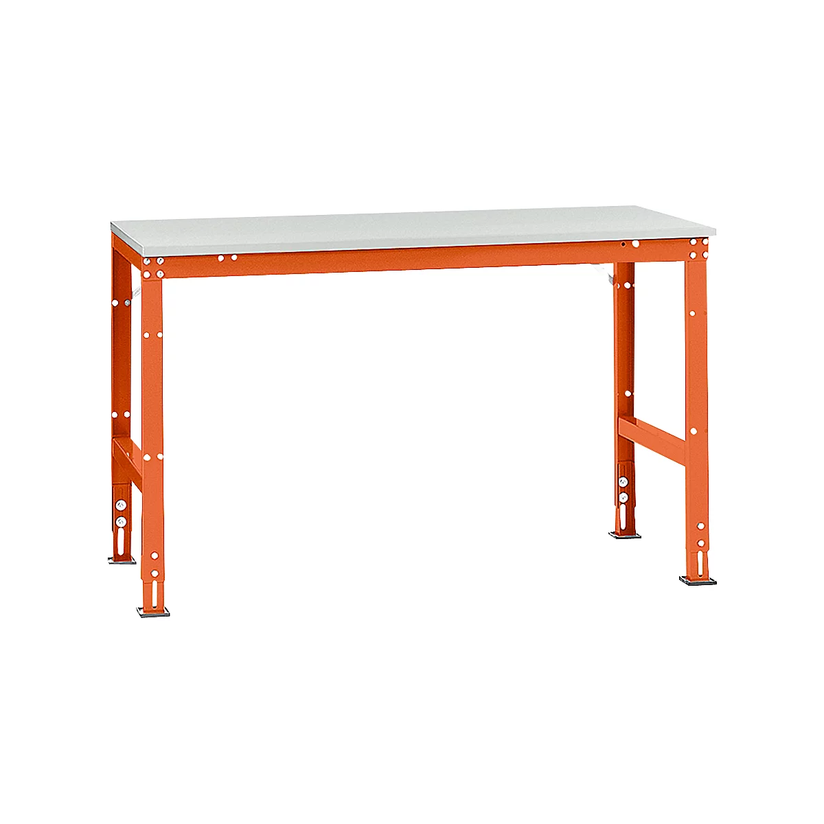 Mesa básica Manuflex UNIVERSAL estándar, tablero melamina, 1500x800, rojo anaranjado