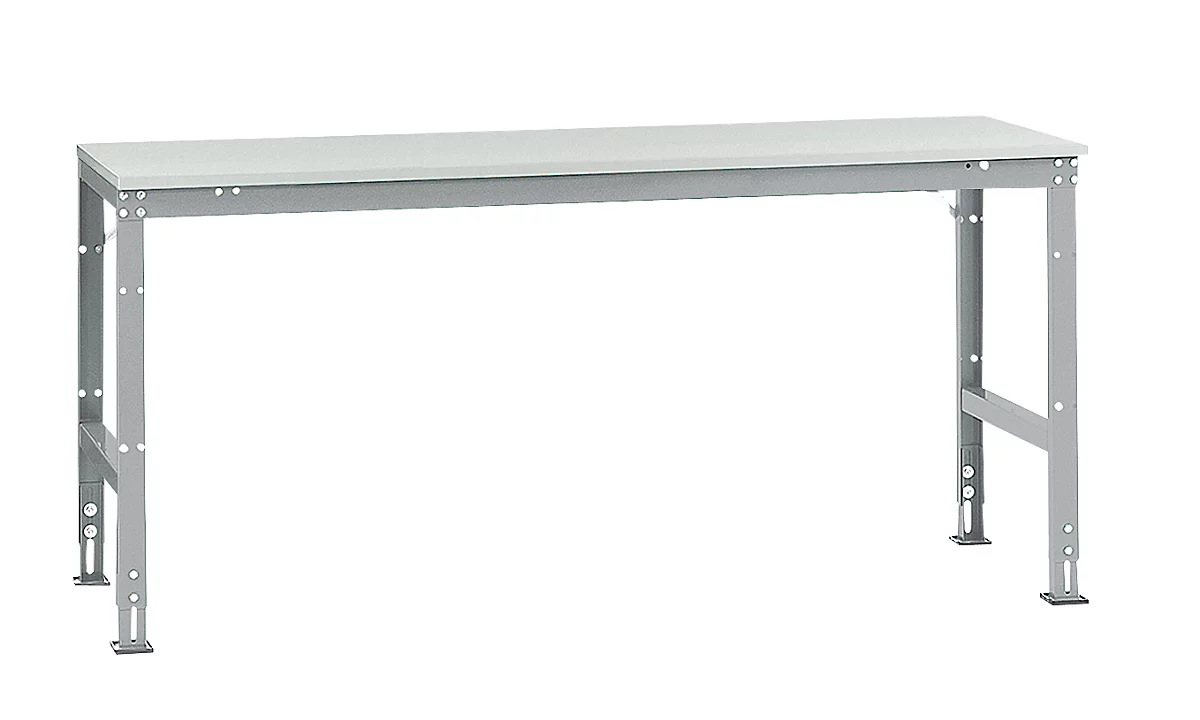 Mesa básica Manuflex UNIVERSAL estándar, tablero melamina, 2000x800, aluminio plateado